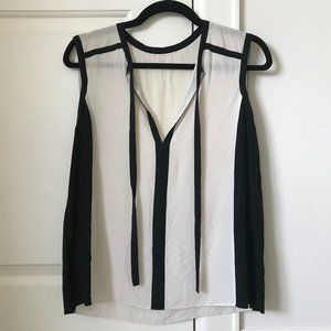100% Silk Tie Neck Sleeveless Blouse / Top